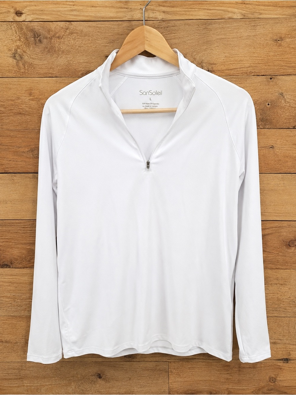 SanSoleil Sun-Protective Cooling White Quarter-Zip Pullover Women’s Large